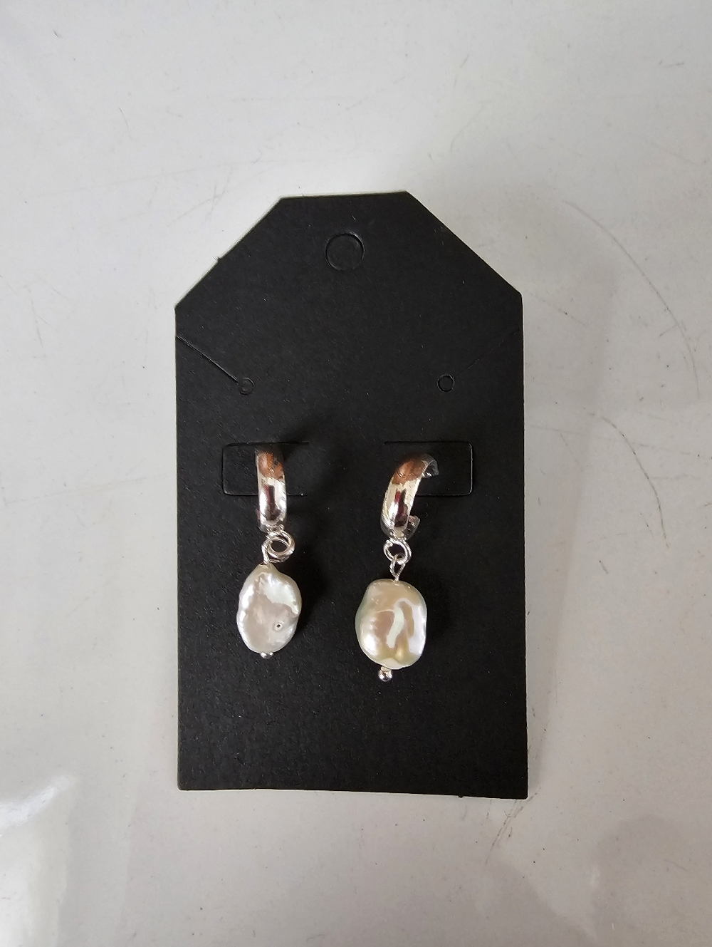 Silver Tone Cultured Freshwater Keshi Pearl Drop Fashion Earrings NWT